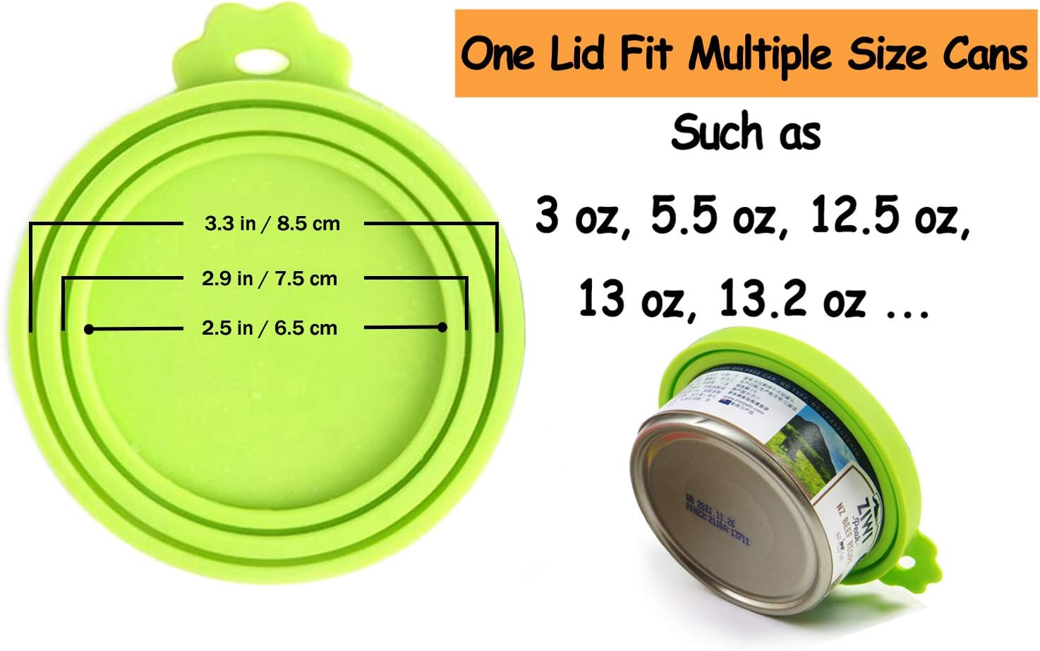 Comtim Pet Can Covers/6 Pack Silicone Dog Cat Food Can Lids/Universal Size Fit Most Standard Size Cans