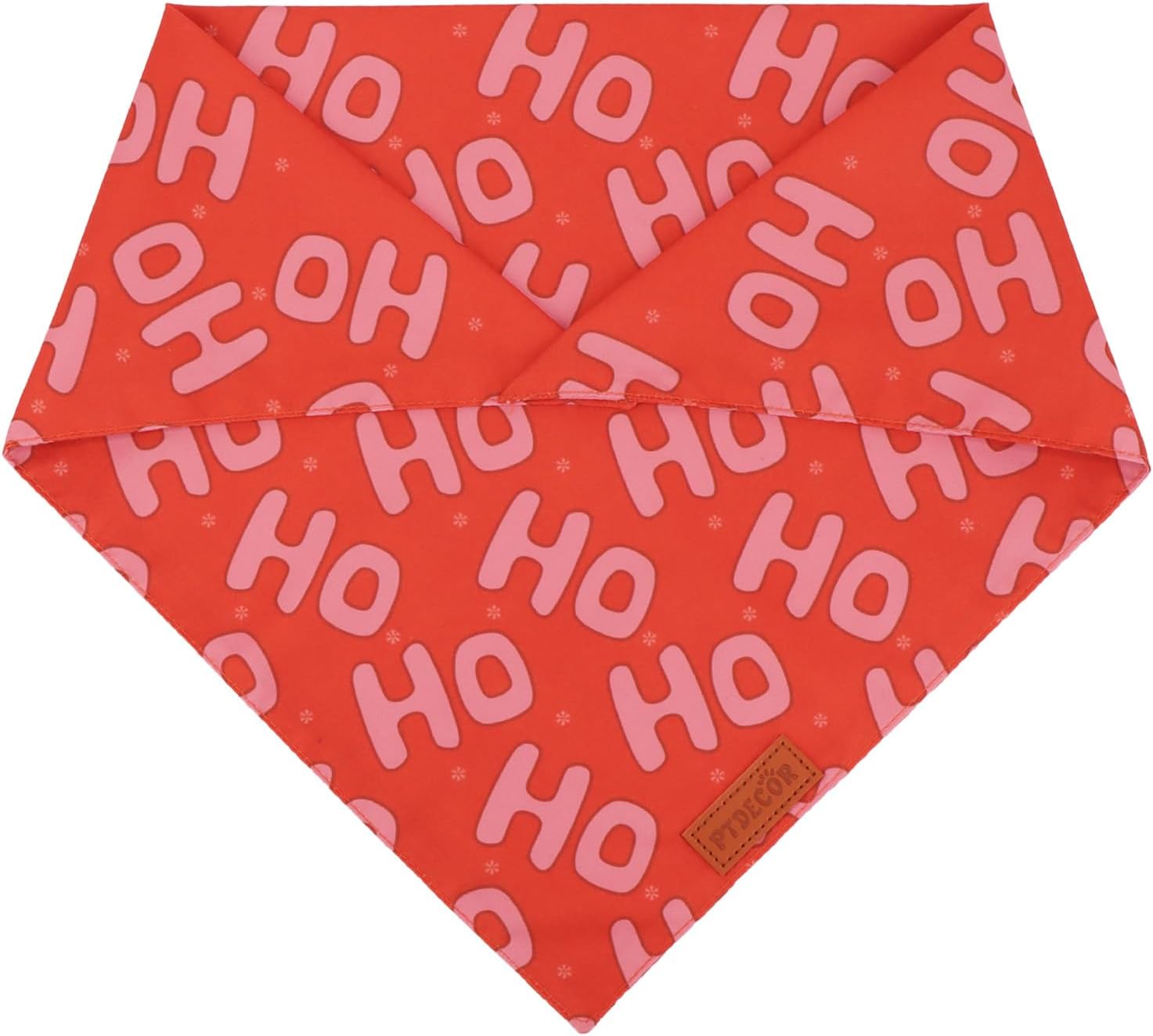 PTDECOR Christmas Dog Bandana, Xmas HOHO Santa Design Reversible Holiday Dog Scarf, Triangle Christmas Bandanas for Medium Large Pets (Large)