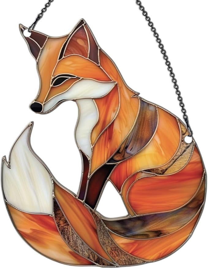 Fox Ornaments Decor for Window Hanging,Fox Lover Gifts for Women Men, Wild Animal Home Wall Room Decorations, Christmas 2D Flat Acrylic Ornamnet