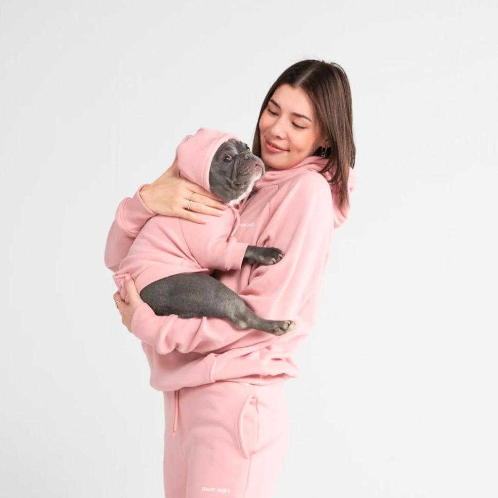 Spark Paws Dog Hoodie – Premium Dog Sweater for Small, Medium, and Large Dogs | Warm Outfits for French Bulldogs, Pitbull, Puppy, Winter Jacket Alternative - Dusty Pink - L