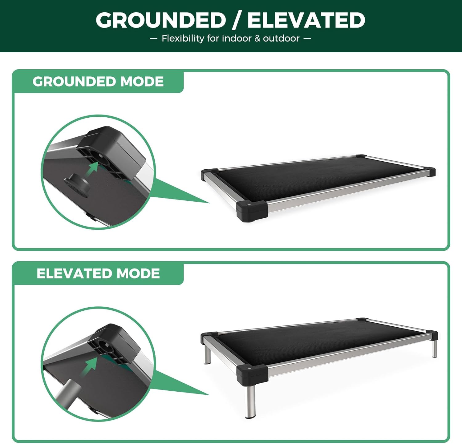 FXW TitanNest Chew-Proof Elevated Dog Bed, Raised Cot for Indoor/Outdoor/Camping Use, Durable & Washable Padded Pet Bed for Extra-Small Dogs, 29.0" L x 18.0" W x 4.5" H, Black