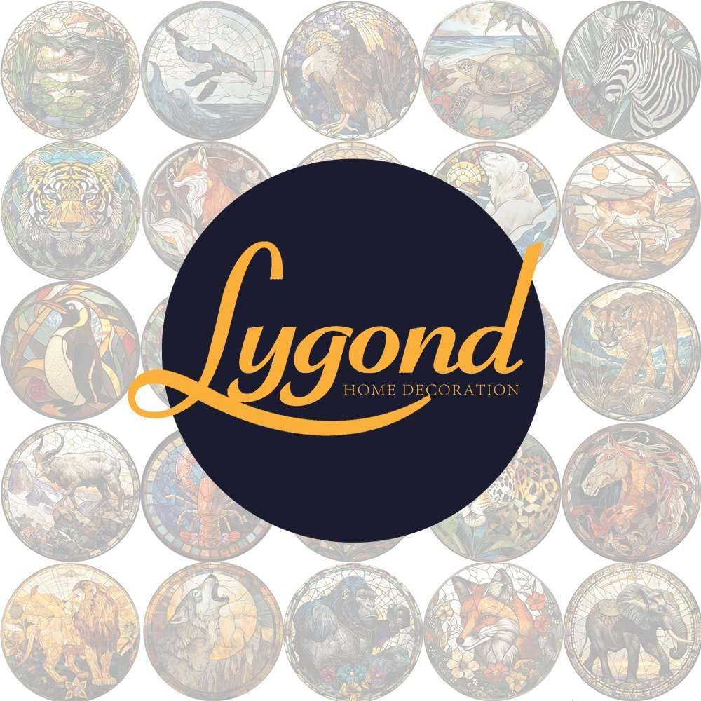 Lygond Metal Sign Tin Sign Circular Stained Glass Bald Eagle Boho Decorations for Home for Bar 8×8 Inches