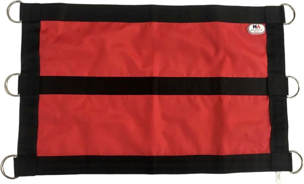 Majestic Ally 1200D 29"x19" Horse Stall Guard with Replaceable and Adjustable Length Straps and Replaceable Hardware (Red Black)