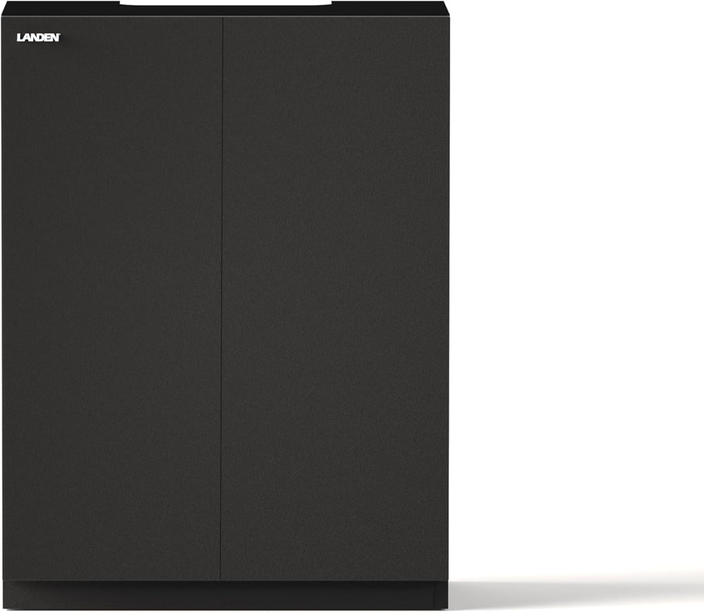 LANDEN Aquarium Wooden Stand and Cabinet Fish Reptile Sea Salt WaterTank Stand, Nano Foam Leveling Mat Included, W23.6xD11.8xH31.49in, Matte Black Painted (Stand Only)