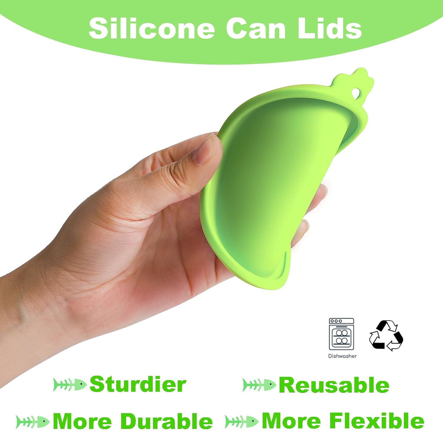 Comtim Cat Food Can Covers Lids for 5.5 oz Cans, 2 Pack Silicone Cat Food Can Lids for 5.5 oz 5.3 oz Cans...Pet Food Can Covers Reusable Can Toppers Savers for Wet Food (Green)