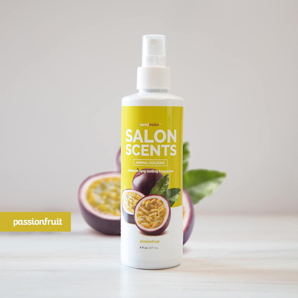 Bark2Basics Salon Scents Pet Grooming Cologne - 8 oz, Natural Professional Groomer Perfume for Dogs and Cats, Long Lasting, Deodorizing, Conditioning (Passion Fruit)