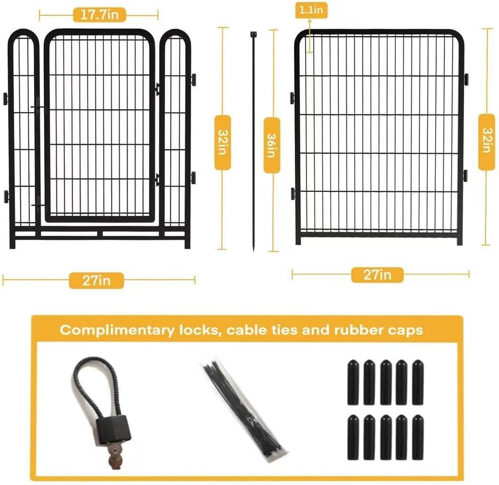 Dog Playpen 32 inch 16 Panels, Puppy Playpen Indoors, Dog Fence Outdoor for Yard, Wide Door Low Threshold Garden Fence for Medium/Large Pets. Black Dog Pens Total 35.4 Ft(L)