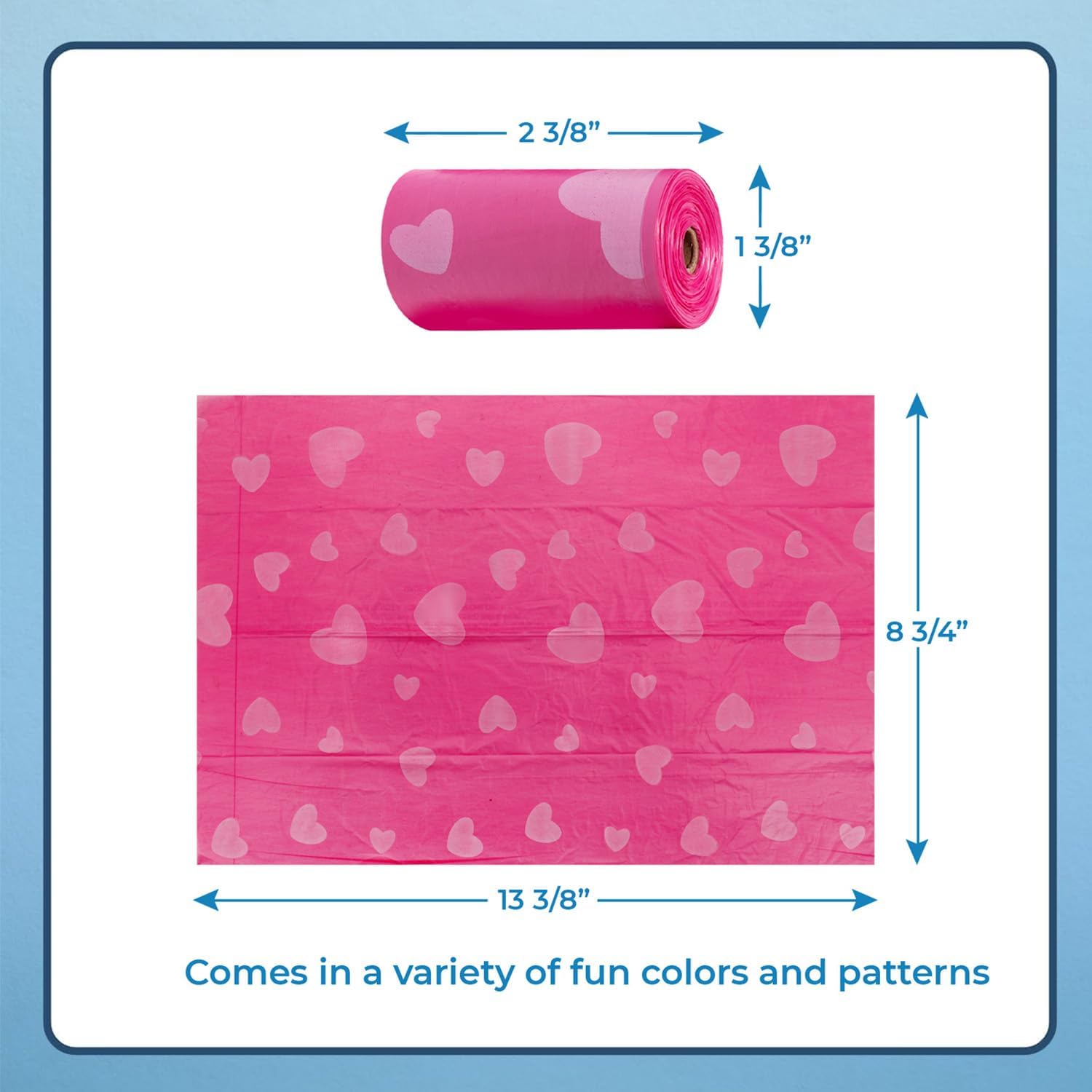 Best Pet Supplies Dog Poop Bags (240 Bags) for Waste Refuse Cleanup, Doggy Roll Replacements for Outdoor Puppy Walking and Travel, Leak Proof and Tear Resistant, Thick Plastic - Pink Heart