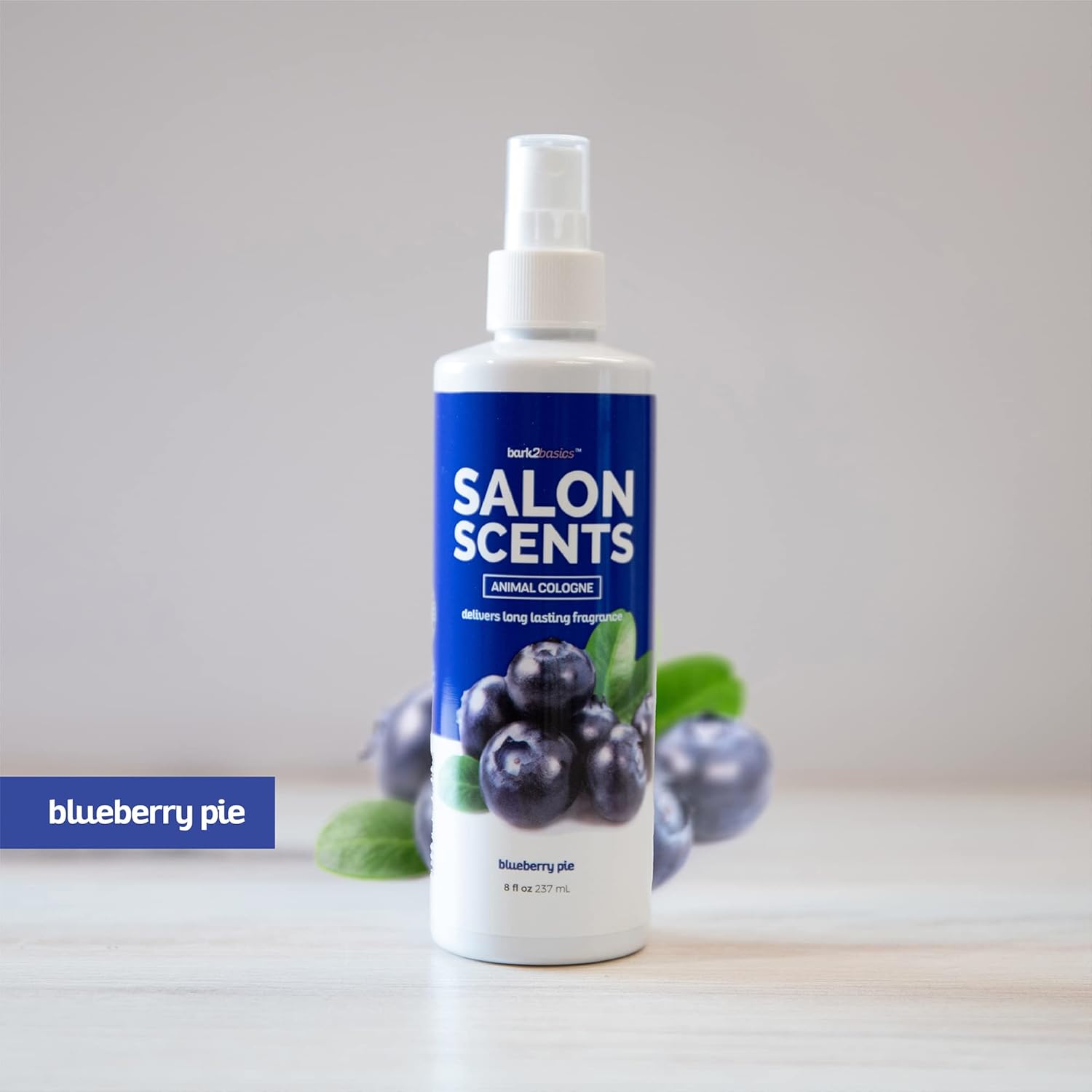 Bark2Basics Salon Scents Pet Grooming Cologne - 8 oz, Natural Professional Groomer Grade Perfume Deodorant for Dogs and Cats, Long Lasting, Deodorizing (Blueberry Pie)