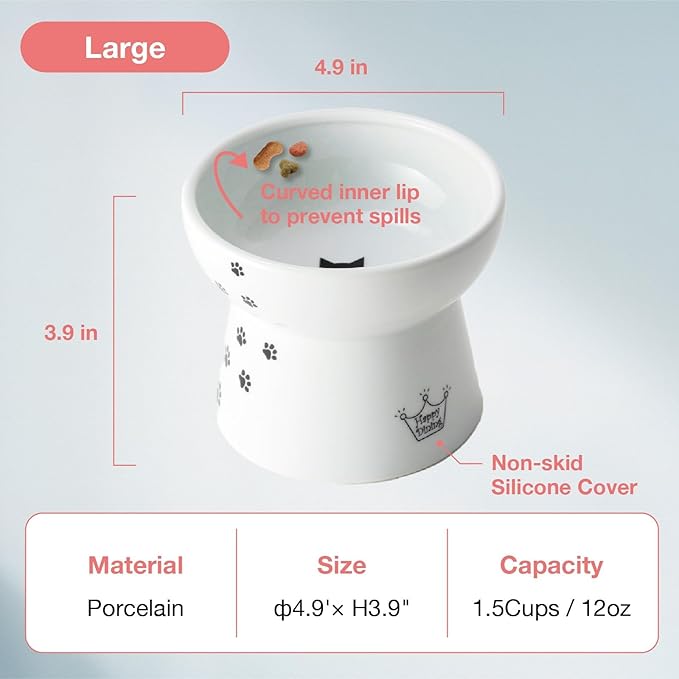 Necoichi Raised Cat Food Bowl – Ceramic Elevated Cat Bowl - Image 3