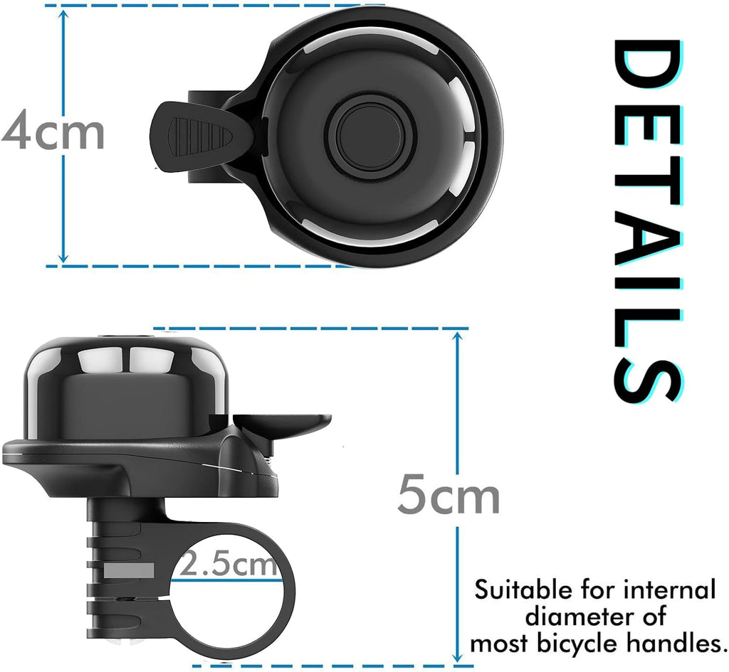 2 Pack Classic Bike Bell, Bicycle Bell Loud Crisp Clear Sound Bicycle Bike Bell City Bike BMX Bike Sports Bike for Adults Kids Right Hand/Left Hand Use
