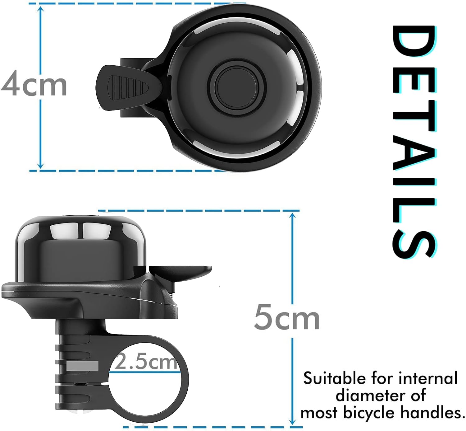 2 Pack Classic Bike Bell, Bicycle Bell Loud Crisp Clear Sound Bicycle Bike Bell City Bike BMX Bike Sports Bike for Adults Kids Right Hand/Left Hand Use