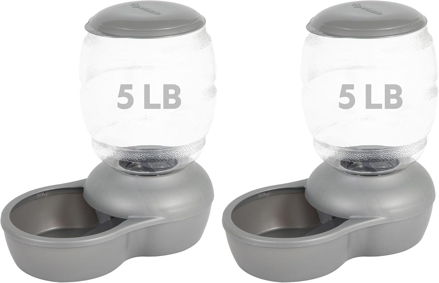 Petmate Replendish Feeder with Automatic Cat and Dog Feeder, 5 LB, Pearl Silver Grey, Made in USA (Pack of 2)