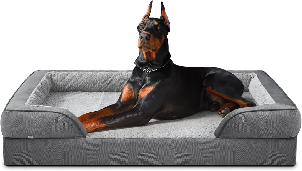 INVENHO Orthopedic Extra Large Dog Bed, XXL Waterproof Dog Sofa, Egg-Crate Foam Couch with Washable Removable Cover, Waterproof Lining and Nonskid Bottom