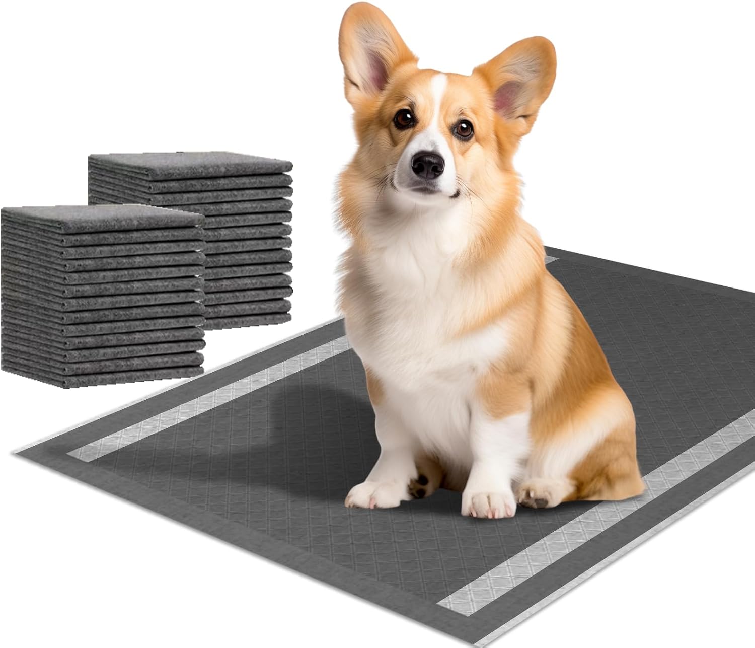 Puppy Pads 50 Count, 23'' x 23'' Charcoal Dog Pee Pads, Leak-Proof Quick-Dry Strong Absorbency for Potty Training