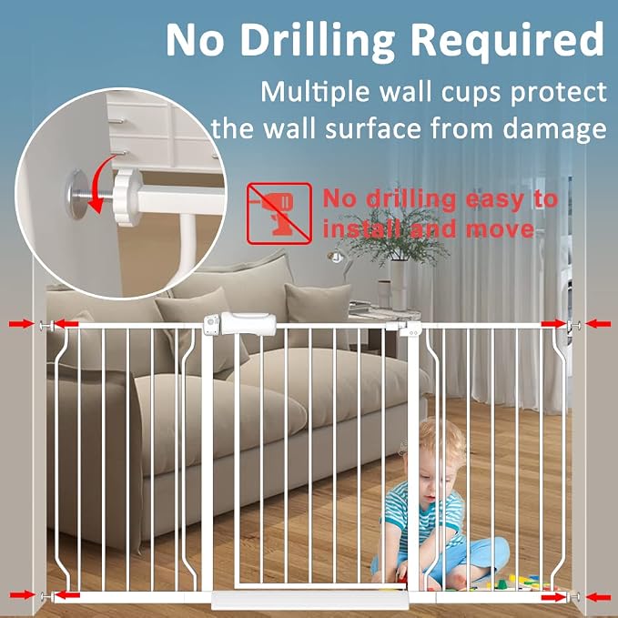 White Extra Wide Baby Gate 53-57.5 inch - Image 4