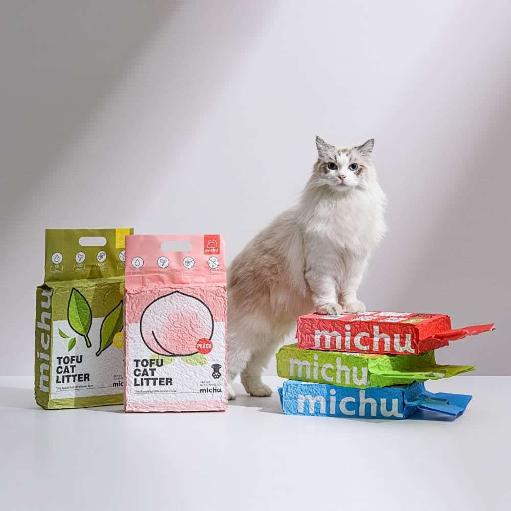 Tofu Cat Litter Natural Clumping Tofu Cat Litter, Fast Clumping and Easily Scoop-able 5.5lb/88oz 5 Scents - Greentea, 2 Pack
