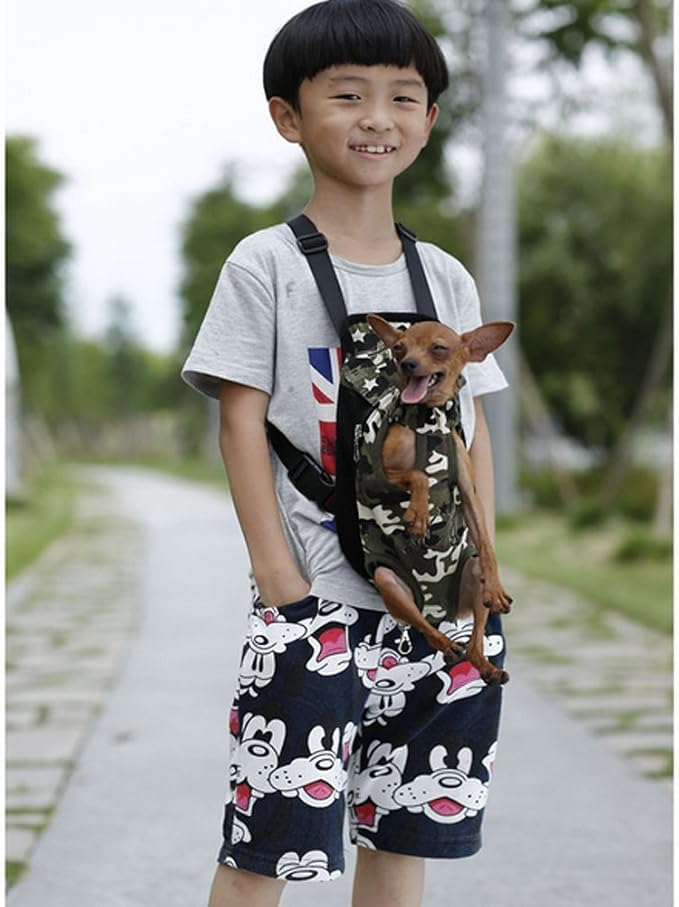 Pet Dog Puppy Cat Carrier Five Holes Backpack Double Shoulder Straps Canvas - Image 5