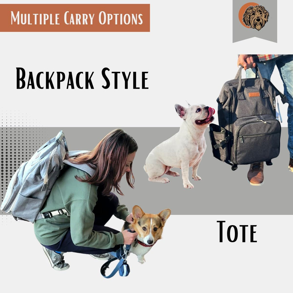 Tito's Closet Dog Travel Bag Includes Dog Travel Accessories 2-Pack Dog Travel Bowl, 2 Dog Food Containers, Dog Treat Bag (Black), DB2024