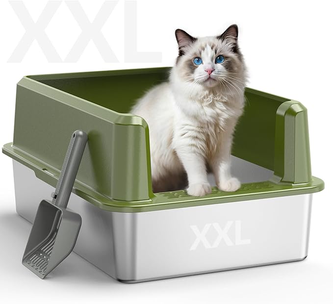 WoofiGo Enclosed Stainless Steel Cat Litter Box by CatLitterBox