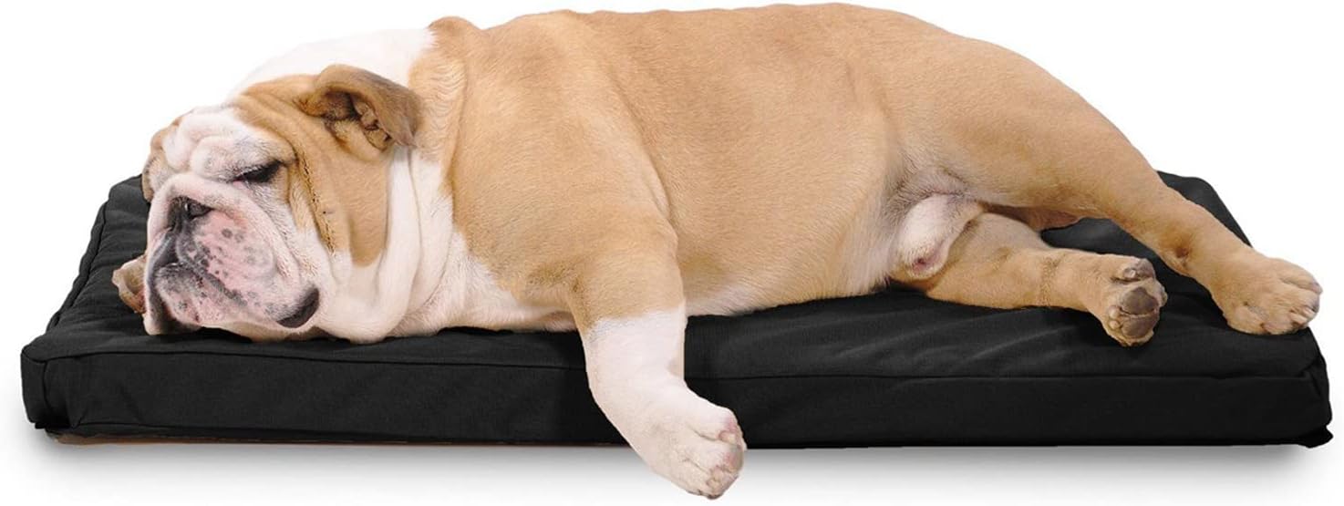 K9 Ballistics Tough Ripstop Orthopedic Dog Crate Bed - Durable Pad with Washable Cover, for Wire Crates, Tie-Downs Included, Size: Medium 35"x22", Obsidian Black