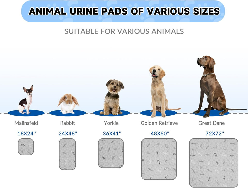 Sunheir Washable Pee Pads for Dogs 2-Pack Reusable Puppy Pads Pet Training Pads, Waterproof Dog Pee Pads for Crate, Whelping Pad, Non-Slip Protects Against Urine Leakage (Leaves - Light Grey, 24x36)