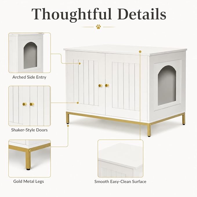 Homhedy Cat Litter Box Enclosure, Cat Washroom Furniture - Image 8