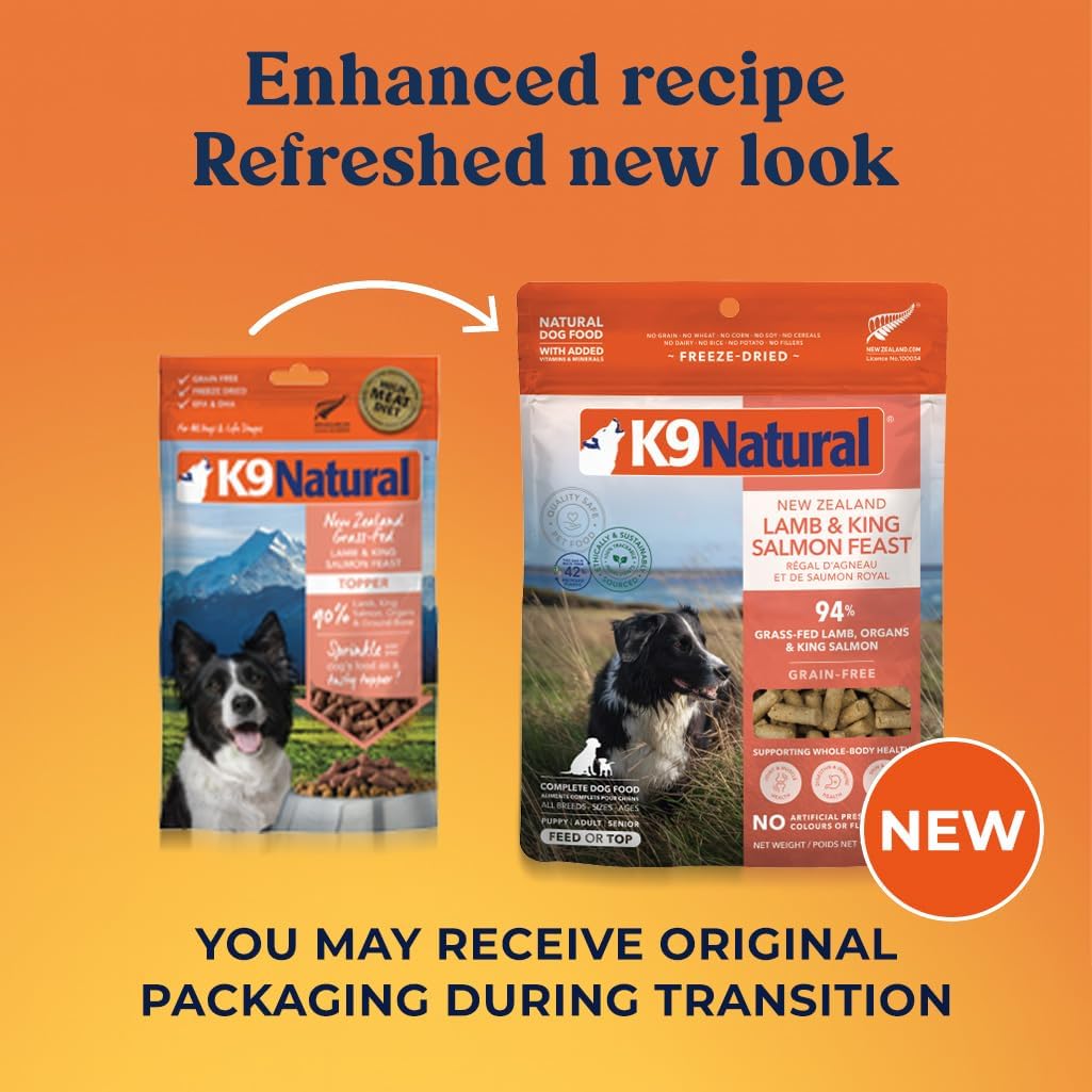 K9 Natural - Grain Free Freeze Dried Dog Food Topper - Lamb & Salmon, 3.5oz