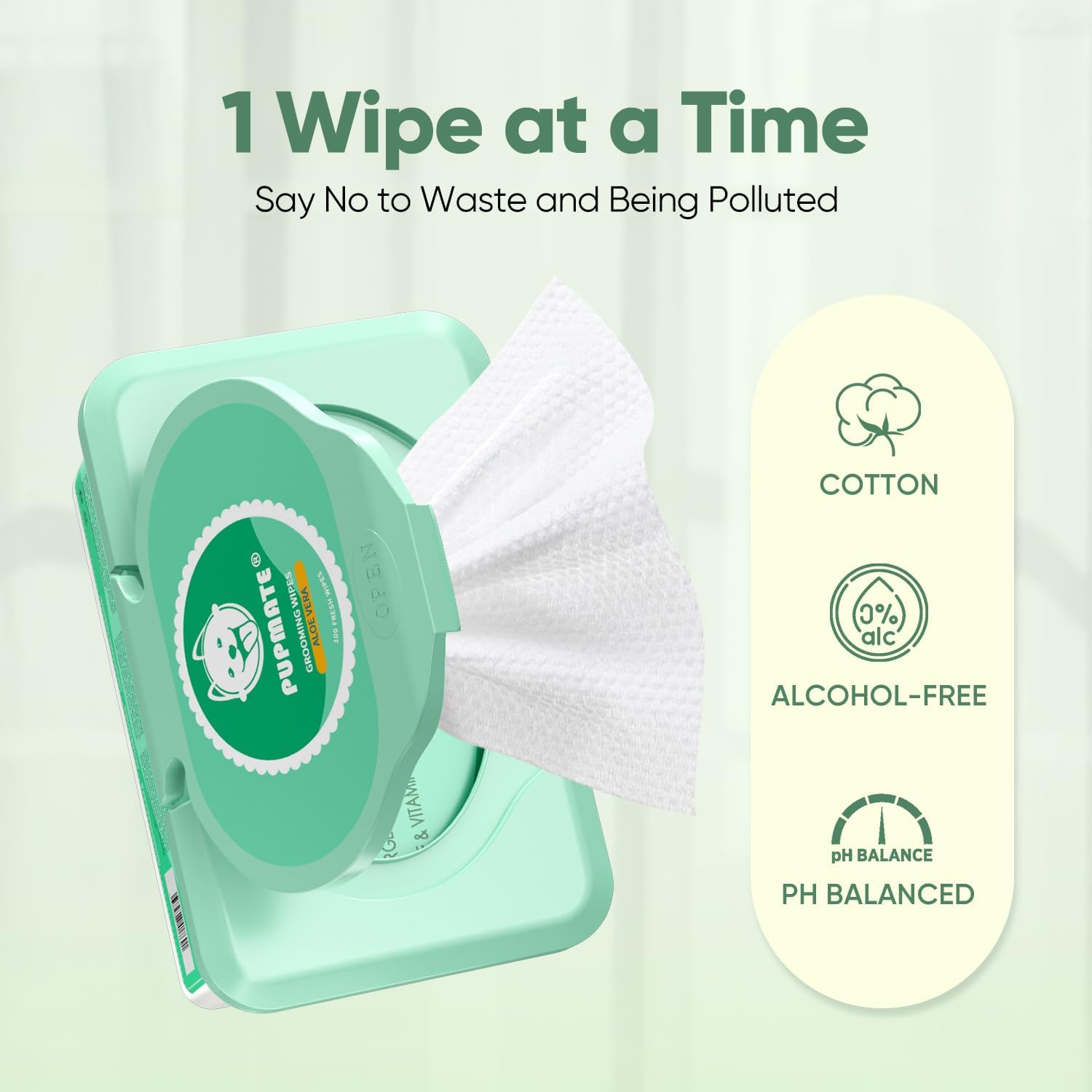 Pet Wipes for Dogs & Cats, Extra Moist & Thick Grooming Puppy Wipes with 100 Fresh Counts, Aloe Vera/Nature