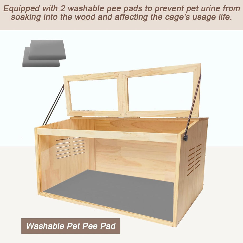 Wooden Hamster Cage,32" Lx16 Wx16 H,Animal Cabinet for Dwarf Syrian Hamsters Degus, Hamster Habitat with Openable Top and Large Acrylic Sheets, Natural Wooden Hamster Habitat.