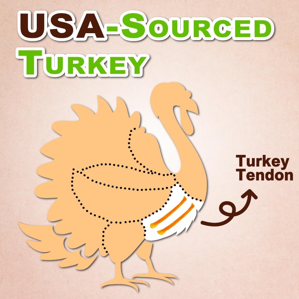 Afreschi Natural Turkey Tendon Rope (L) 10 oz, USA-Sourced Turkey Tendon, All Natural Puppy Chew, Hypoallergenic, Rawhide Alternative, for Large Breeds