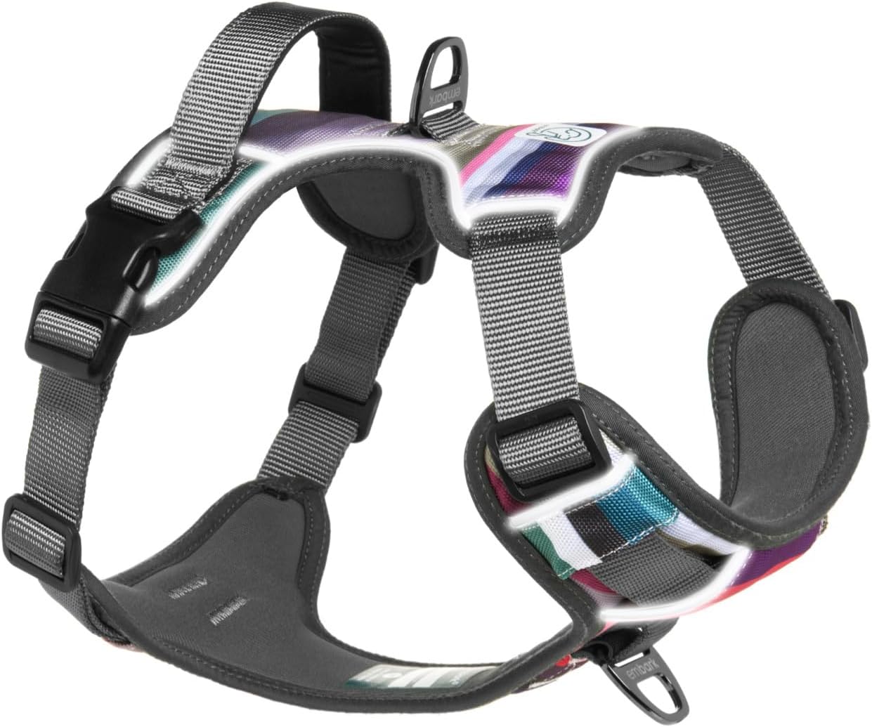 Embark Adventure Dog Harness, Reflective Trim No Pull Dog Harnesses for Small Sized Dogs - Military Grade Nylon, Front Clip with Gel Lined Handle. Soft & Padded Puppy