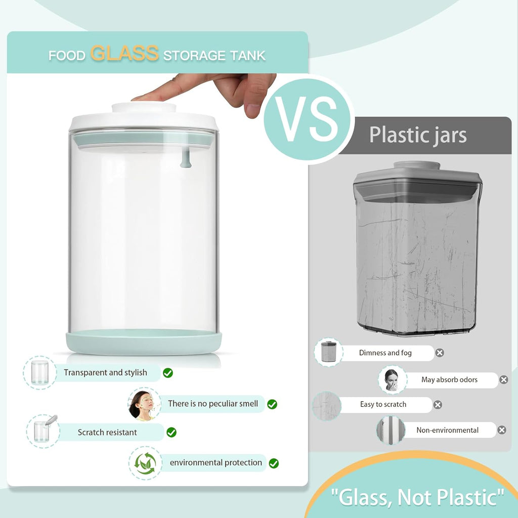Dog Treat Container Airtight Jar 2.2Qt/2L, Glass Food Jars with One-Touch Lid for Dog or Cat Treats, Kibble, Snacks – Pantry Storage Canister for Kitchen or Countertop (2.2Qt - 2L)