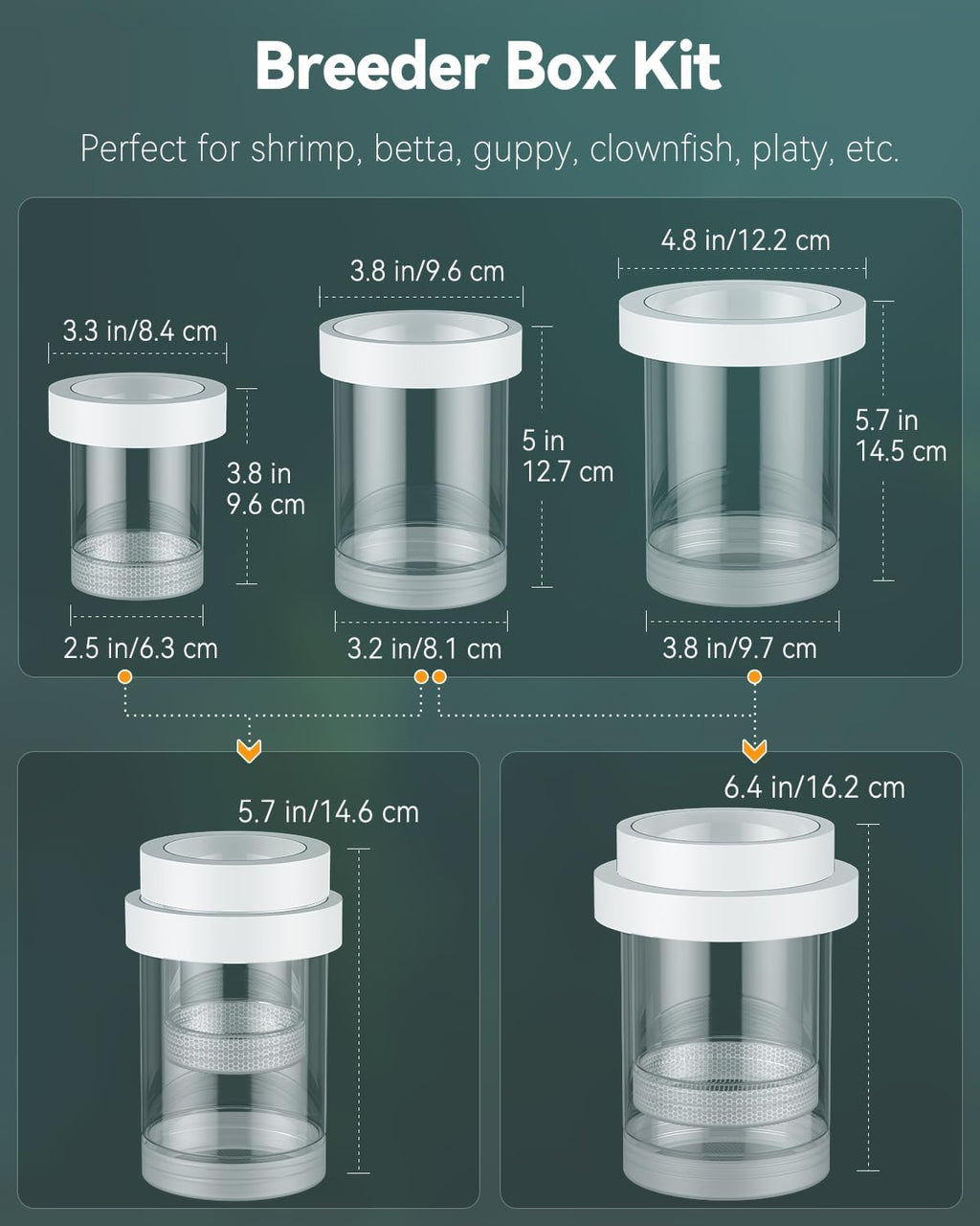 Pawfly Breeder Box for Fish Tank, Aquarium Fish Breeding Box, Floating Guppy Breeder Box, Baby Fish Separator for Aquarium, Plastic Hatchery Incubator Isolation Box for Shrimp Betta Clownfish, Medium