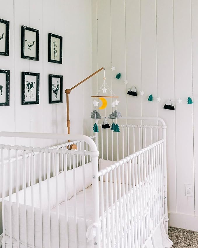 Sorrel + Fern Baby Crib Mobile (Starry Woodland Night, Mint) - Nursery Decoration Crib Mobile and Baby Shower for Boys and Girls
