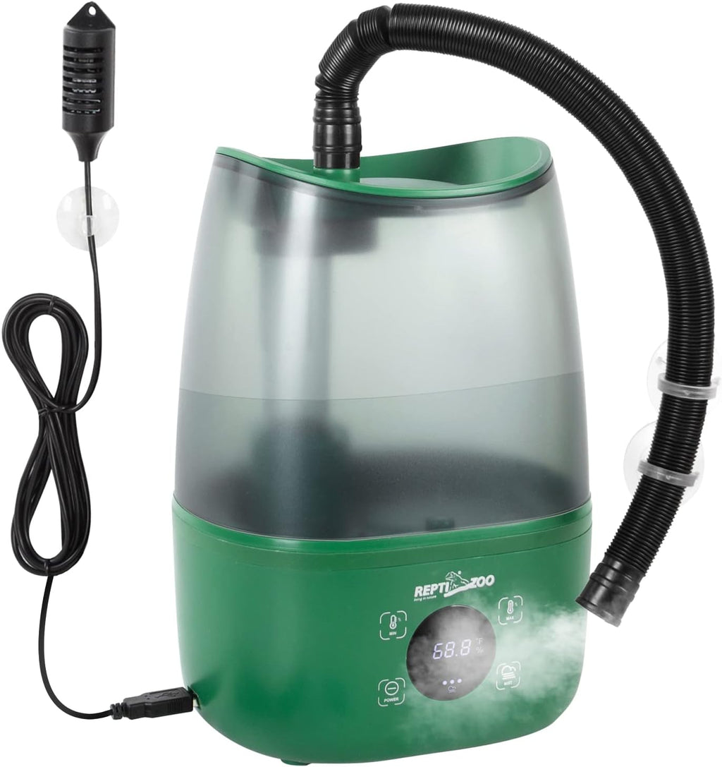 REPTIZOO Reptile Humidifier Fogger, 4L Large Reptile Fogger with Humidity Control, Terrarium Humidifiers with Extended Tube Automatic Reptile Misting System for Reptiles Amphibians Herps Vivarium