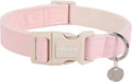 DOGWONG Cotton Hemp Pink Dog Collar Adjustable Soft Natural Fabric Pet Collar by DOGWONG