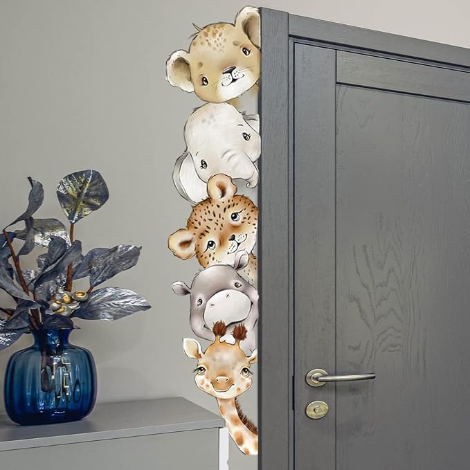 51.18x10.94 Inch Watercolor Jungle Animal Wall Decals - Forest Animal Sticker With Elephant, Lion, Monkey for Baby Nursery, Playroom, Bedroom, Classroom, Kindergarten Decor