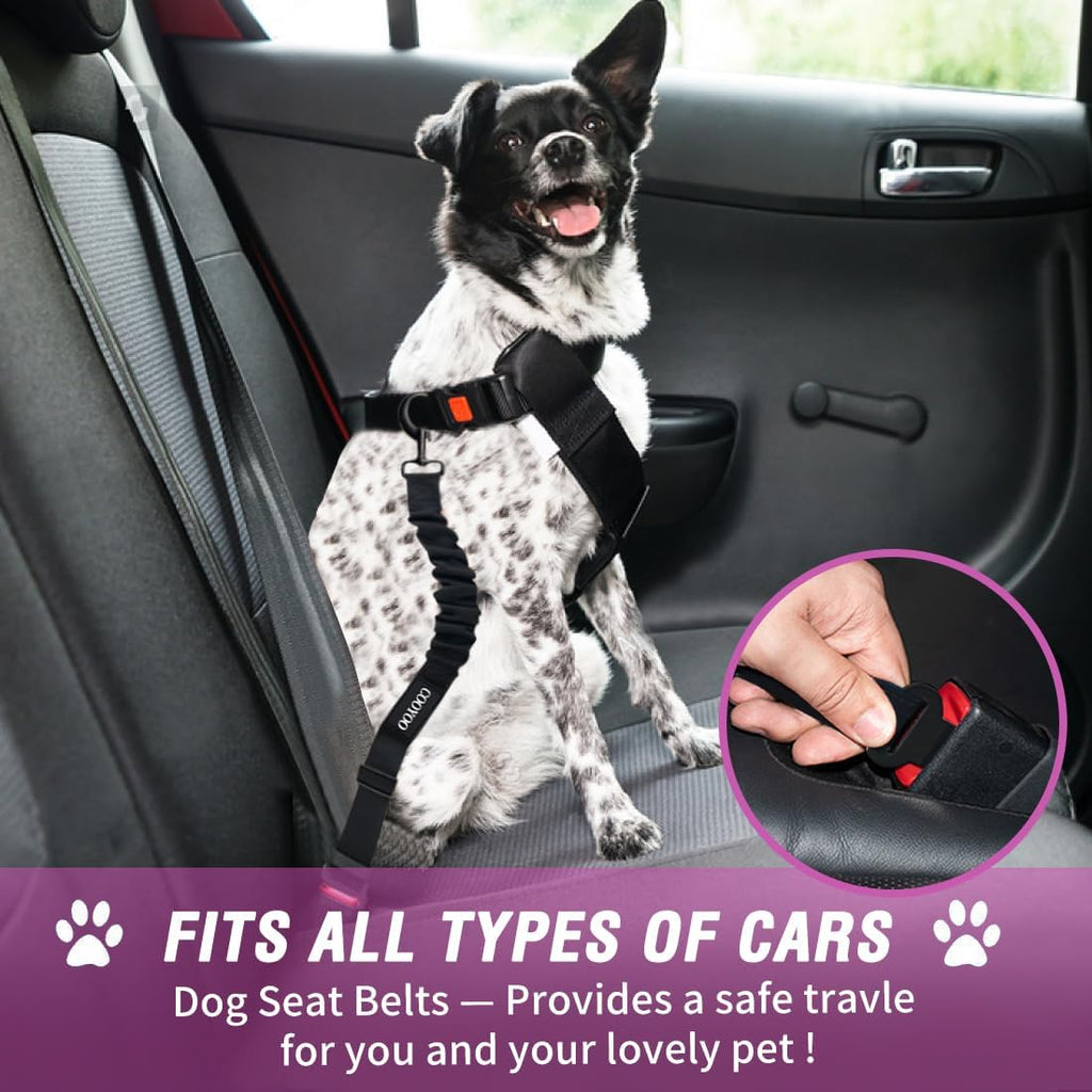 COOYOO Dog Seat Belt, Durability Retractable Dog Car Harness Adjustable Dog Seat Belt for Vehicle Nylon Pet Safety Seat Belts Heavy Duty & Elastic