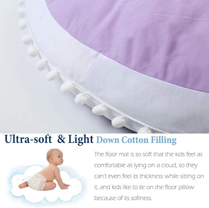 Large Floor Pillow Kids Round Floor Cushion Seating, 35 inches Big Circle Pillow, Round Floor Pillows Seating for Children, Oversized Mat for Reading Nook Teepee Playroom Nursery, Purple