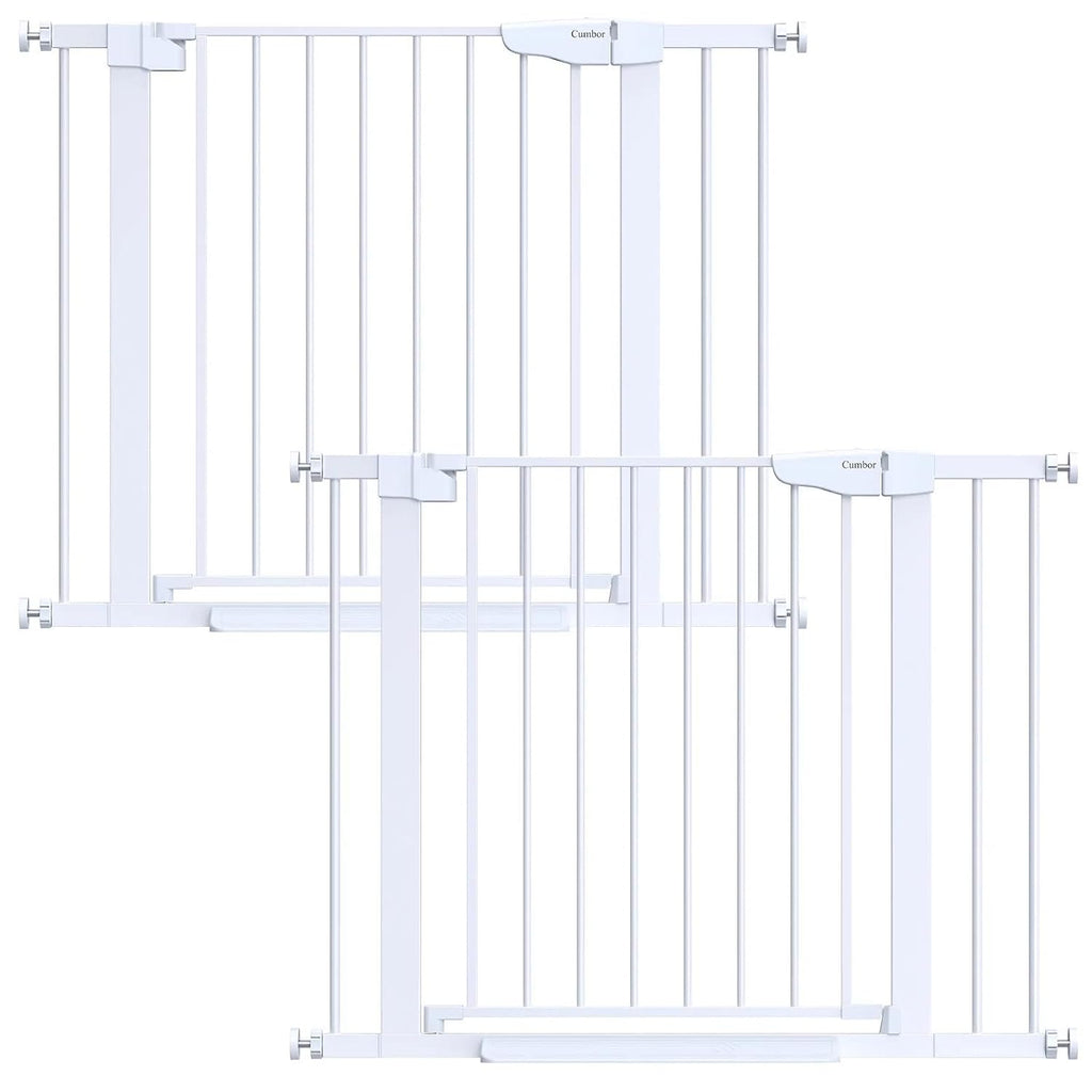 Cumbor 2 Pack 29.7-40.6" Baby Gate for Stairs, Mom's Choice Awards Winner-Dog Gate for Doorways, Pressure Mounted Self Closing Pet Gates for Dogs Indoor, Safety Child Gate with Easy Walk Thru Door