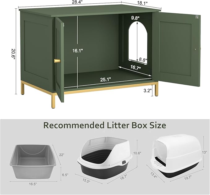 Homhedy Cat Litter Box Enclosure, Cat Washroom Furniture - Image 5