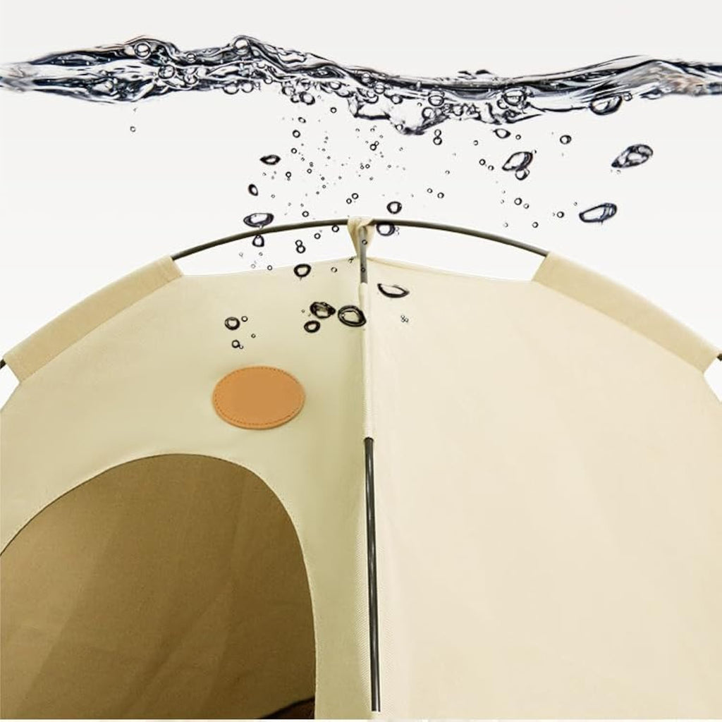 BreezyDen Pop-Up Pet Tent – Portable Indoor/Outdoor Cat Tent, Waterproof Pet Hideaway for Cats & Small Dogs with Mesh Window, Anti-Slip Base & Washable Design (White, M (8 catties Kitten))