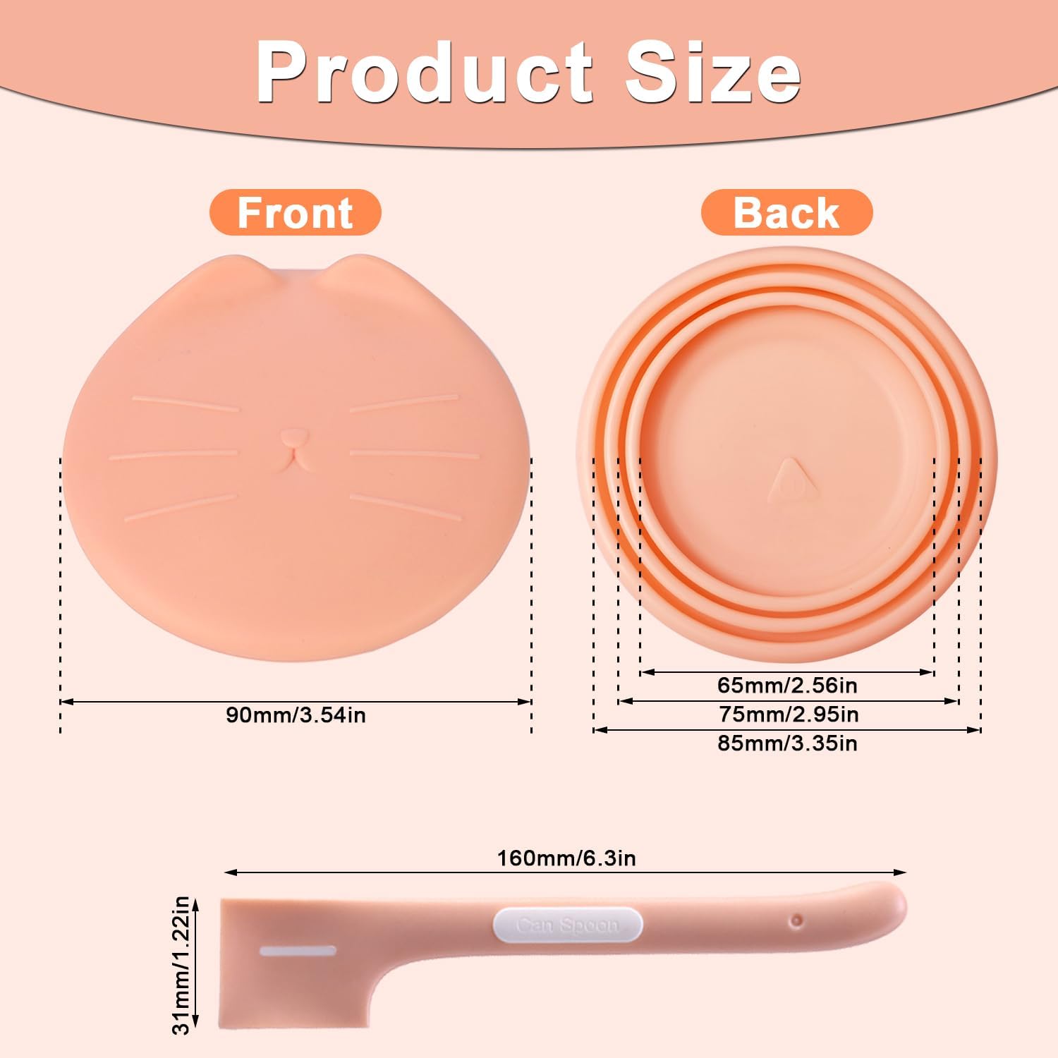 6 Pcs Pet Food Can Supplies Set, 3 Pcs Silicone Dog Cat Food Can Covers Lids and 3 Pcs Cat Food Mix Spoons, Dishwasher Safe