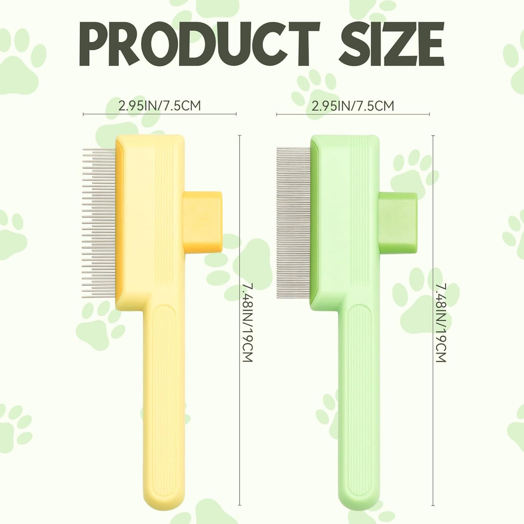 Flea Comb for Cats & Dogs Brush for Shedding Self Cleaning Pet Comb Lice Comb with Long & Short Stainless Steel Teeth Pet Hair Removal Tool 2025