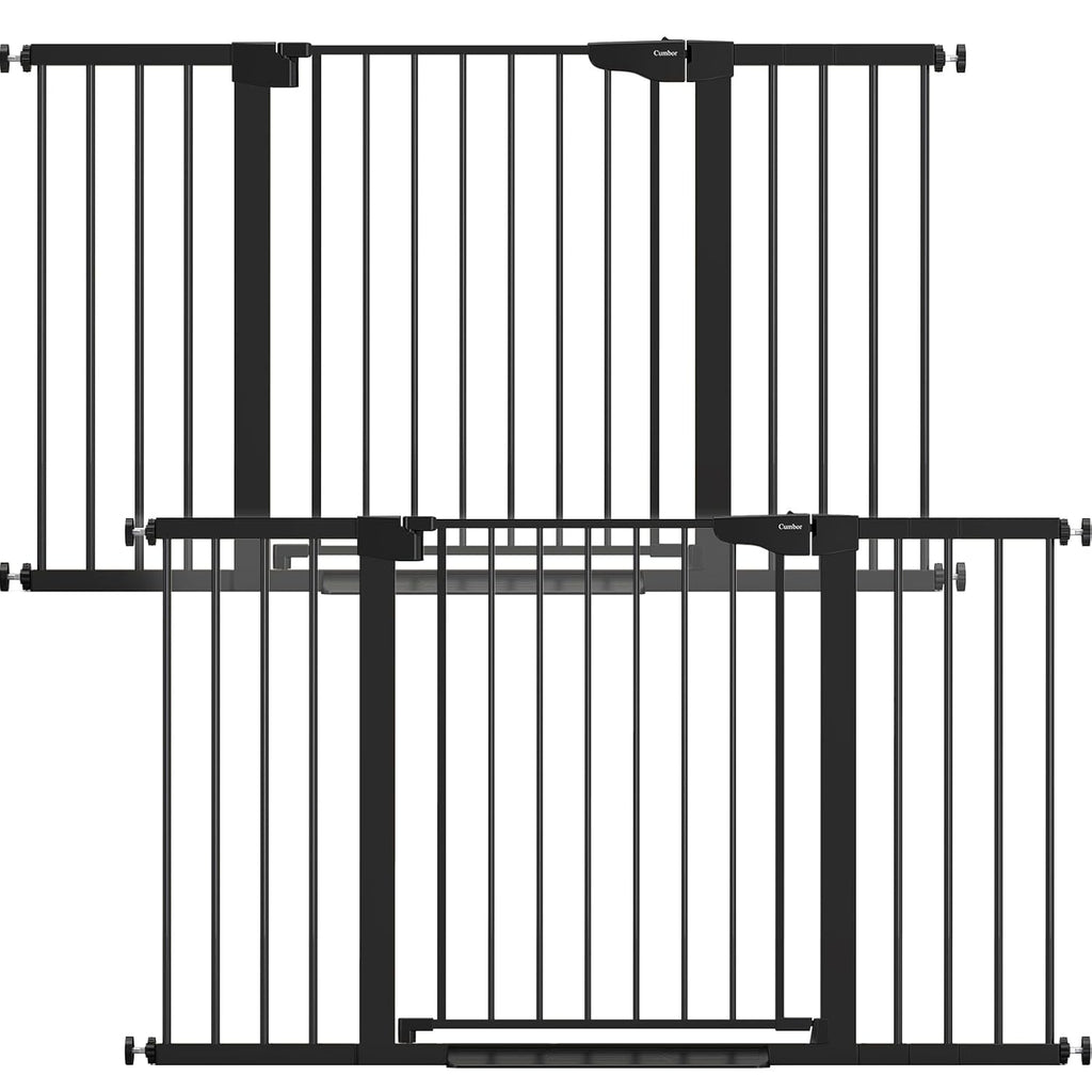 Cumbor 2 Pack 29.7-54.2" Baby Gate for Stairs, Mom's Choice Awards Winner-Auto Close Dog Gate for doorways, Easy Install Pressure Mounted Pet Gate Indoor, Walk Thru Wide Safety Gate for Dog, Black