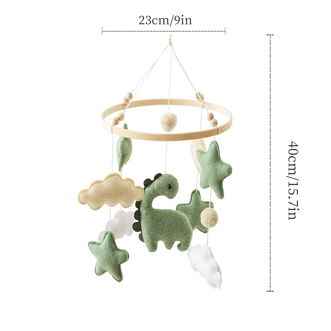 GOODMOM Dinosaur Baby Crib Mobile | Boys Nursery Decoration | Wooden Mobile for Crib | Dinosaur Nursery Mobile Theme | Newborn Baby Stuff | Baby Shower Gift for Boys & Girls | Easy Assembly & Durable