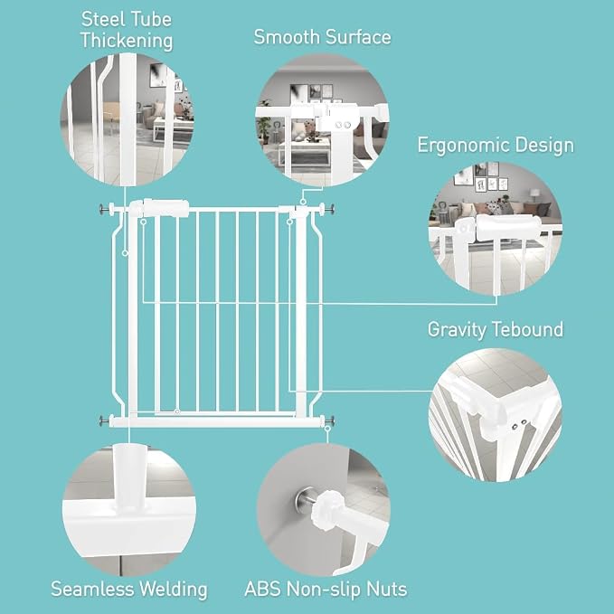 WAOWAO Baby Gate 52.76-57.45" Extra Wide Pressure Mounted Walk Through Swing - Image 2