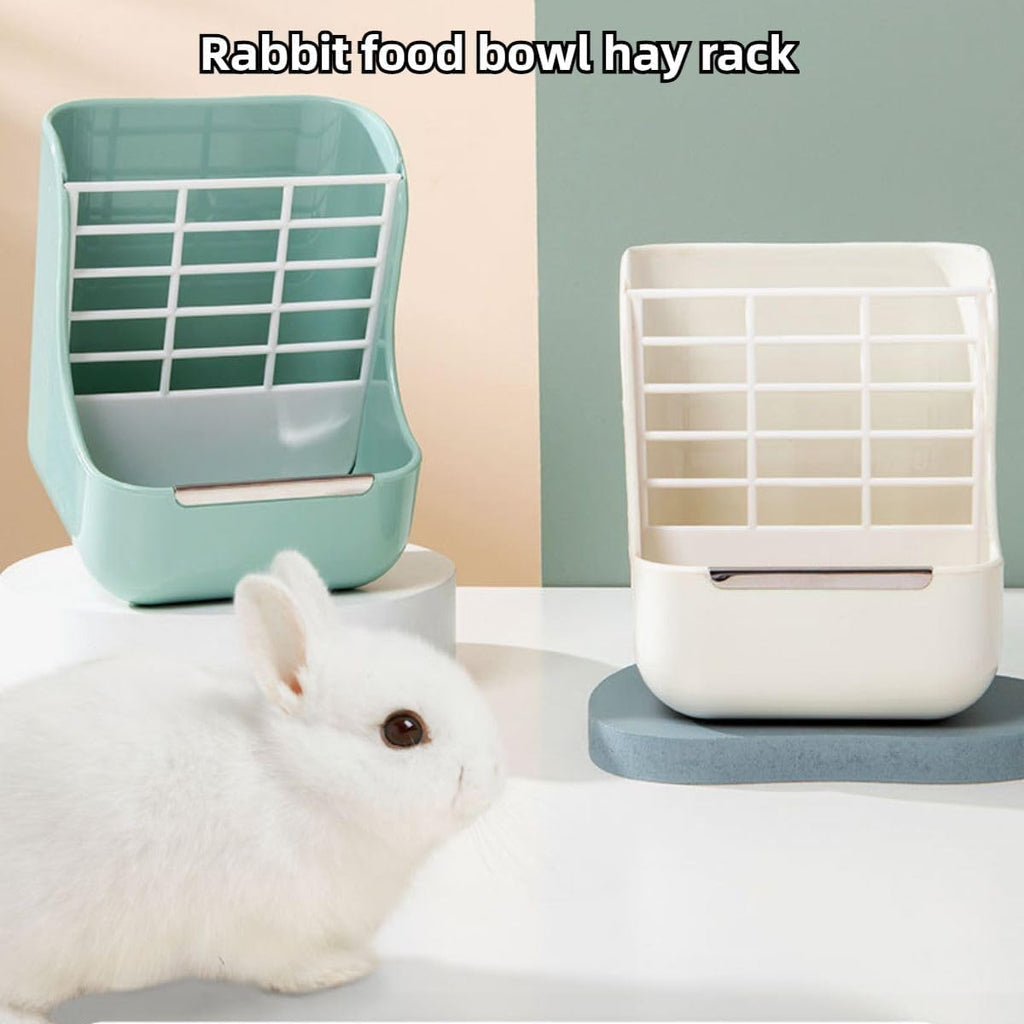 2 in 1 Food Hay Feeder for Guinea Pig, Rabbit Feeder, Indoor Hay Feeder for Guinea Pig, Rabbit, Chinchilla, Feed Bowls Use for Grass & Food (Pink)