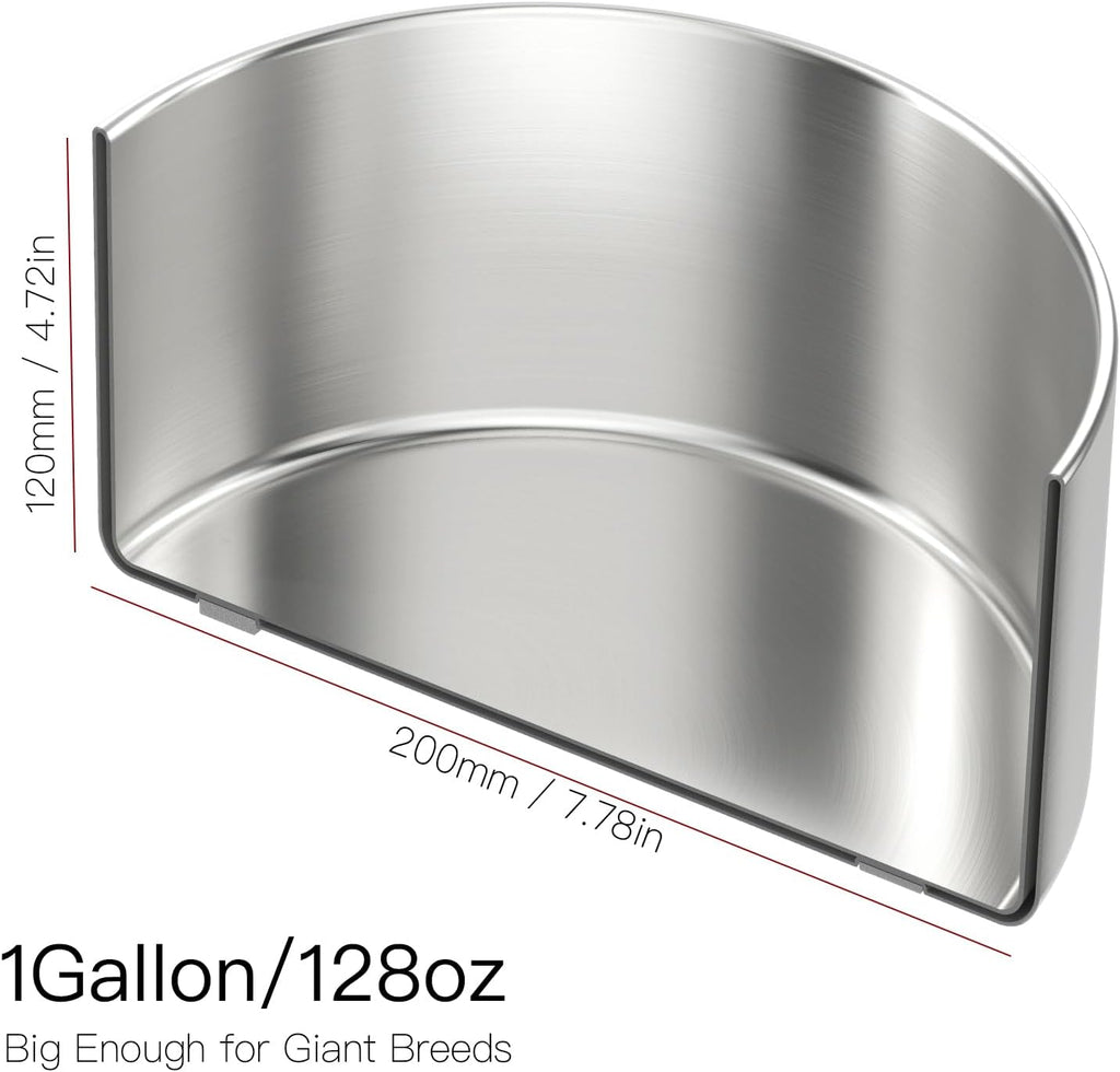 1Gallon Double Layer 304 Stainless Steel Dog Bowl - Insulated & Durable | Non-Slip Base | Easy to Clean | BPA-Free Safe Dog Water Bowl[128oz for Large Giant Breeds]